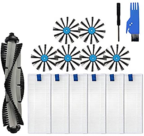LesinaVac Replacement Parts Kit for Bissell SpinWave Hard Floor Expert Wet and Dry Robot Vacuum(Model:3115),for Bissell EV675 Robot Vacuum Accessory,1 Main Brush,6 Side Brush,6 Hepa Filters