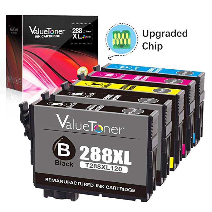 Valuetoner Remanufactured Ink Cartridge Replacement for Epson T288XL 288XL 288 XL for Epson Expression XP-430 XP-340 XP-440 XP-330 XP-434 XP-446 Printer (2 Black, 1 Cyan, 1 Magenta, 1 Yellow, 5 Pack)