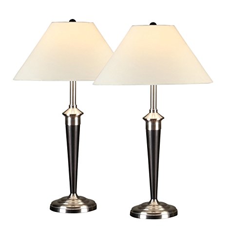 Artiva USA Twin-pack, Classic Cordinates Table Lamps, Quality Brushed Steel and Espresso Finish