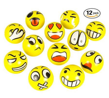 3" Party Pack Emoji Stress Balls - Stress Reliver Party Favor, Party Toys (12 Pack)