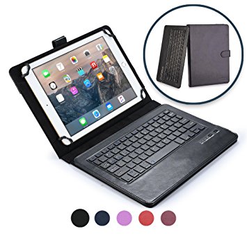 9 - 10.1'' inch tablet keyboard case, COOPER INFINITE EXECUTIVE 2-in-1 Wireless Bluetooth Keyboard Magnetic Leather Travel Windows Android Carrying Cases Cover Holder Folio Portfolio   Stand (Black)