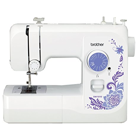 Brother XM1010 with 10 stitches, 4-Step Auto-Size Buttonholer, 4 Sewing', & instructional DVD