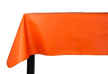 Yourtablecloth Heavy Duty Vinyl Rectangle or Square Tablecloth – 6 Gauge Heavy Duty Tablecloth – Flannel Backed – Wipeable Tablecloth with Vivid Colors & Many Sizes 52 x 70 Orange