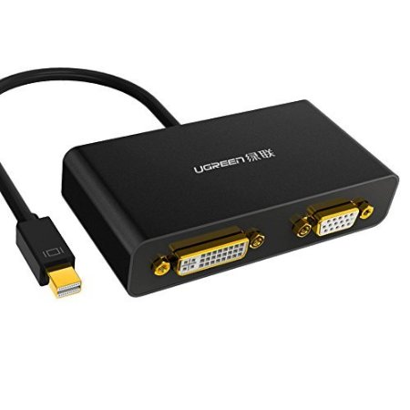 Ugreen Mini DisplayPort/Thunderbolt Port to HDMI/DVI/VGA Male to Female 3-in-1 Adapter 1080P Resolution via HDMI