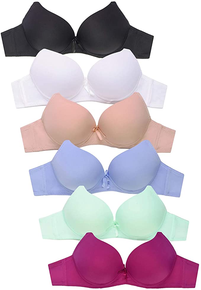 MaMia Women's Full Cup Push Up Lace Bras (Pack of 6)