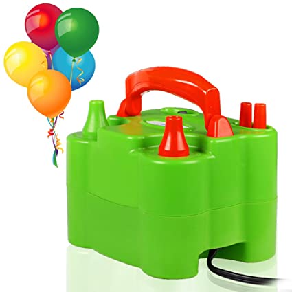 ASSEM Dual Nozzle Green 110V-120V 600W Portable Electric Balloon Pump Inflator Balloon Air Pump Inflator Balloon Blower for Party Balloons and Decoration Balloons