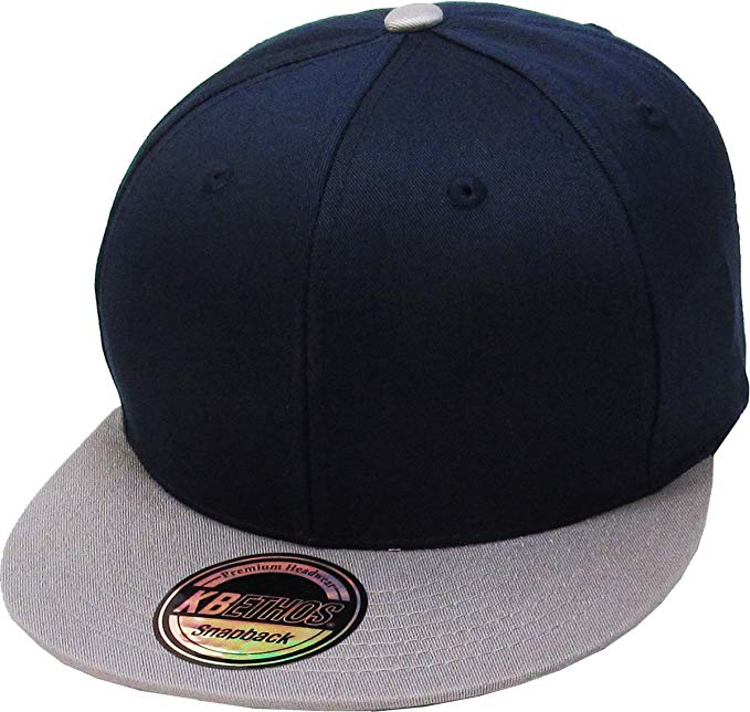 Classic Snapback Hat Blank Cap - Cotton & Wool Blend Flat Visor