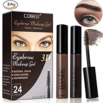 Eyebrow Makeup Gel, Eyebrow Tint Gel, Eyebrow Dye Cream, 2Pcs Natural Color Eyebrow Gel, Waterproof Long Lasting Eyebrow Dye Gel for Eyebrow Makeup