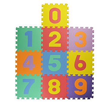 Hippih 10-tile Multi-color Kid's Puzzle Play Mat Exercise Mat Solid Foam EVA Playmat Kids Safety Play Floor-Numbers