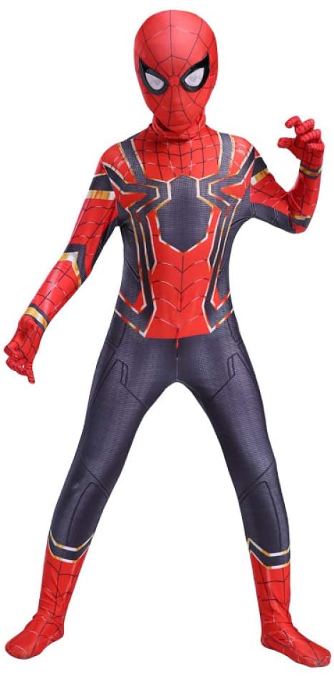 RNGNBKLS Child Spiderman Costume Halloween Carnival Cosplay Party Fancy Dress Super Hero Super Hero Spandex/Lycra Suit,A-140（130-139cm）