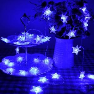 4M 40 LED Battery Powered Fairy string light,Five-pointed Star String Lights for Chrismas, Party, Wedding, New Year, Garden Décor (Blue)