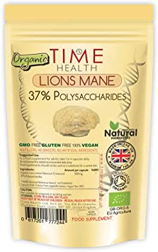 Lions Mane Organic Extract - 60 Capsules - EU Grown - 37% Polysaccharides - Dual Extracted - No Fillers, Binders or Flow Agents - Vegan - Pullulan Encapsulated (60 Capsule Pouch)