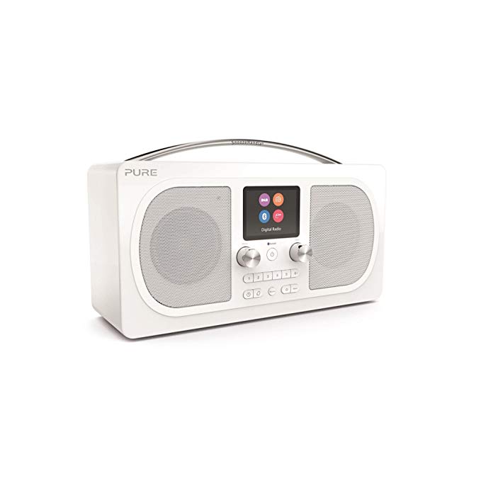 Pure Evoke H6 Prestige Edition Portable Stereo DAB/DAB /FM Radio with Bluetooth Music Streaming, Alarms and Full Colour Display - White