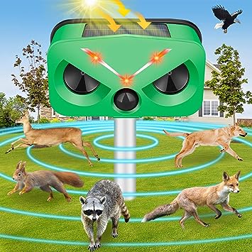 Ultrasonic Animal Repeller,Ultrasonic Pest Repeller Outdoor,Cat Repellent Outdoor Solar Powered Ultrasonic Bird Repeller Waterproof, Squirrel Deer Bird Repellent Ultrasonic Solar for Yard Garden