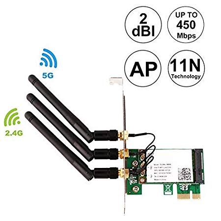 Ubit Wireless Network Card,PCI Wireless Dual-Band Network Card,(2.4GHz/5GHz 300Mbps) PCI-E Express with AP Launch, 5300 WI-FI Adapter Network Card for Desktop PC