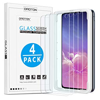 [4 Pack] OMOTON for Samsung Galaxy S10e Screen Protector, Tempered Glass/Alignment Frame/Anti Scratch/Only Cover Display Area