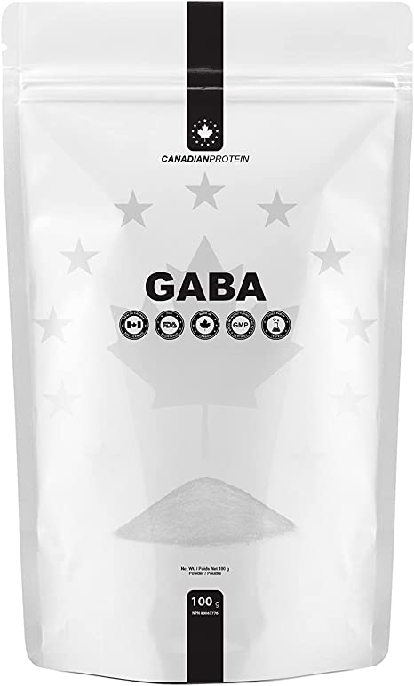 Canadian Protein GABA (Gamma-Aminobutyric Acid) Powder | 100g of Natural Relief of Stress, Promotes Mood Balance, Improves Sleep Quality, Mental Health Supplement