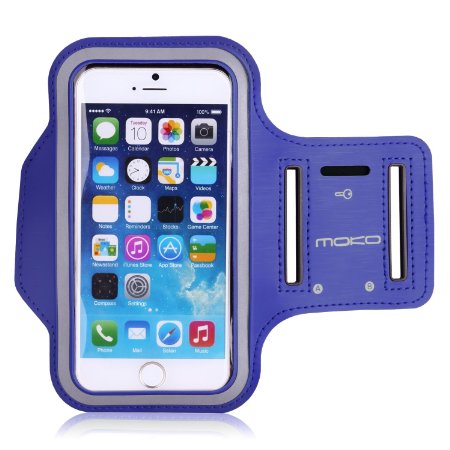 iPhone 6s Armband, iPhone 6 Armband, MoKo Sports Running Armband with Key & Card Slot, Waterproof, Perfectly for Hiking, Biking, Walking or Fitness Activity, BLUE (Fits Cellphones up to 5.2")