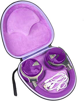 Hard Travel Case for COWIN E7 / E7 PRO Active Noise Cancelling Bluetooth Headphones by co2CREA (Black Case   Internal Purple)