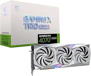 MSI Gaming RTX 4070 Ti Super 16G Gaming X Trio White Graphics Card (NVIDIA RTX 4070 Ti Super, 256-Bit, Extreme Clock: 2685 MHz, 16GB GDRR6X 21 Gbps, HDMI/DP, Ada Lovelace Architecture)