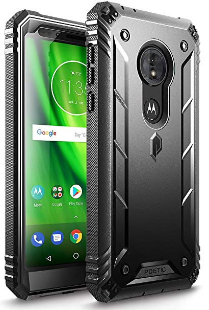 Moto G6 Play Rugged Case, Moto G6 Forge Rugged Case, Poetic Revolution [Built-in-Screen Protector] Heavy Duty Full Body Case for Moto G6 Play/Moto G6 Forge (2018 US Version) - Black