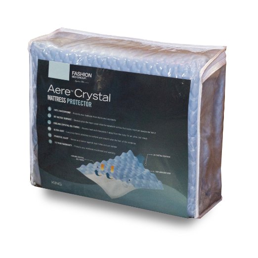 Fashion Bed Group QD0373 Aere Crystal Gel Mattress Protector with Cooling Fibers and Blue 3-D Fabric, Queen