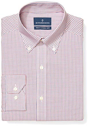 BUTTONED DOWN Men's Tailored Fit Check Non-Iron Dress Shirt