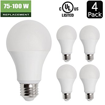 Equivalent to 75W - 100W Incandescent Bulb, A19 LED Light Bulb, 1100 Lumens 2700K Soft / Warm White, 12W E26 Medium Screw Base, UL listed, XMprimo (4 Pack)