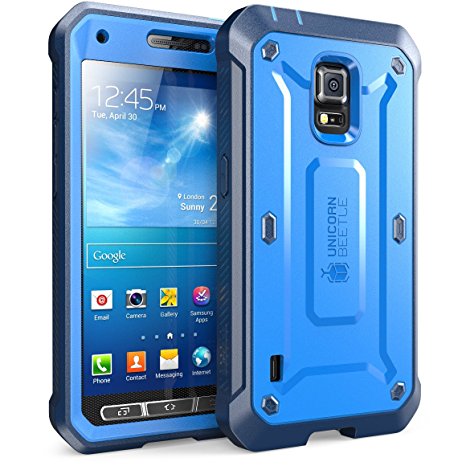 Galaxy S5 Active Case, SUPCASE Unicorn Beetle PRO Series Full-body Hybrid Case with Screen Protector (SM-G870A Water and Shock Resistant Version Smartphone), Blue/Blue Dual Layer  impact Resistant