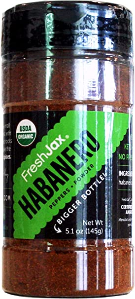 FreshJax Premium Organic Spices, Herbs, Seasonings, and Salts (Certified Organic Habanero Powder - Large Bottle)