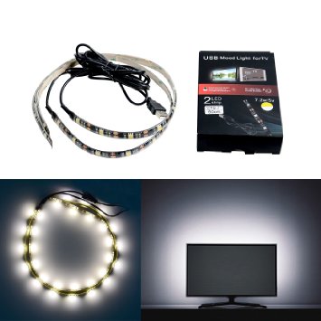 HonestEast LED Light Strip Kit, Bias Lighting for TV, USB LED Light String, TV Background Lighting, Warm White, 30 LEDs, 19.7' x 2, 7.2W/5V