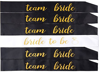 6 pack double layer bachelorette sash set / bride to be sash/ bridesmaid sash, team bride or bride tribe sash as bridal shower decorations, bachelorette party favors or supplies, maid of honor gifts.