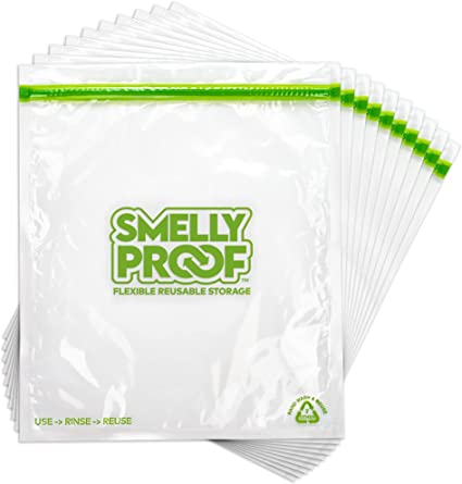 Reusable Storage Bags for Food by Smelly Proof Bags - MADE IN USA, Easy Clean, Dishwasher-Safe, PEVA & BPA FREE, XL 3-mil Thick Bags, Extra Large Clear FLAT 10.5" x 12" GALLON 10-Pack
