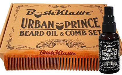 Urban Prince Beard Oil Conditioner and Hair & Beard Comb Gift Set Bundle Kit