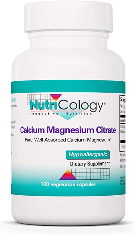 NutriCology Calcium Magnesium Citrate - Bone, Nervous System - 100 Vegetarian Capsules