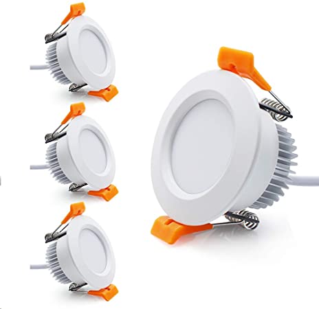 2 Inch LED Downlight, Recessed Lighting Dimmable Ceiling Light, 3W, 5500K Daylight White, CRI80 With LED Driver(35W Halogen Equivalent), 4 Pack