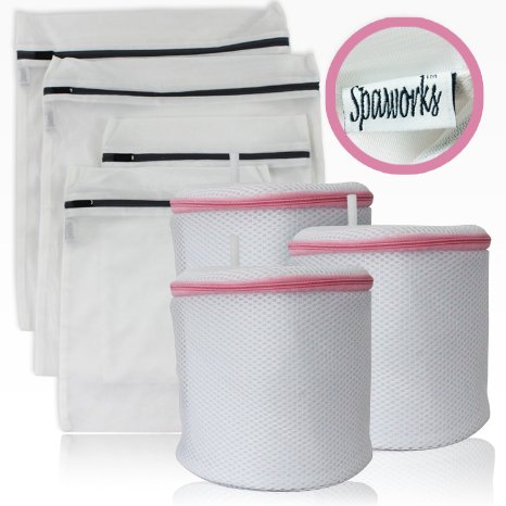Spaworks Deluxe Wash Bag System - 4 Laundry Wash Bags and 3 Bra Wash Bags - Make Life Easy