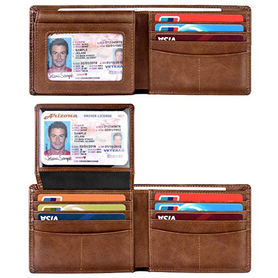 Wallet for Men-Bifold Slim Wallets Front Pocket Wallet With Effective RFID Blocking & 2 ID Windows