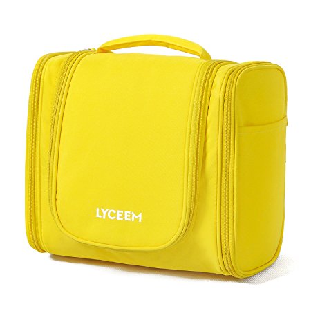 LYCEEM 3 Space Hanging Toiletry Bag Travel Organizer Yellow