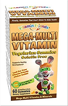 Vitamin Friends - Mega Multi Vitamin Diet Supplement, Vegetarian Gummies That Don't Stick to Kids Teeth (Cherry/Orange, 60 Count)