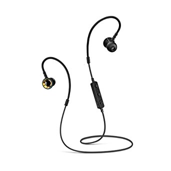 Bluetooth Headphones NMPB Q8 Wireless 4.1 Earhook Headset Noise Cancelling Running Gym Stereo Sweatproof Earphones with Mic-Black Earbuds