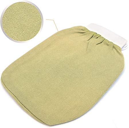 Spa Exfoliating Body Scrub Glove - Dead Skin Remover, Double Sided Exfoliator Mitt - Remove Blackheads, Bumps and Impurities for Deep Cleansing and a Healthy Soft Skin (Gold)