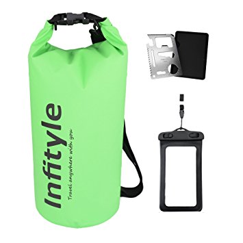 Waterproof Dry Bags - Floating Compression Stuff Sacks Gear Backpacks for Kayaking Camping - Bundled with Phone Case and Pocket Tool