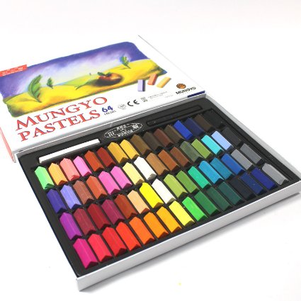 Mungyo Non Toxic Square Chalk, Soft Pastel, 64 Pack, Assorted Colors (B441R078-7003A)