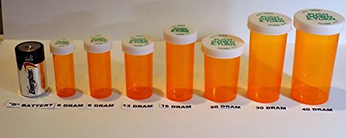 Plastic Prescription Vials/Bottles 25 Pack w/Caps 8 Dram Size