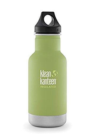 Klean Kanteen 12oz Classic Vacuum Insulated Stainless Steel Water Bottle with Black Loop Cap and Black Sports Cap 3.0