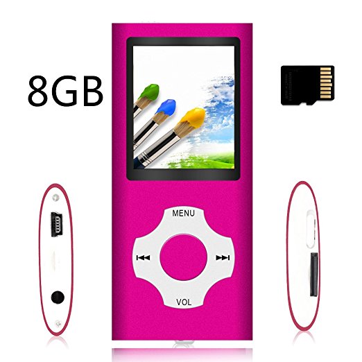 Tomameri - Compact and Portable MP3 / MP4 Player with Rhombic Button ( Including a 8 GB Micro SD Card ) Supporting Photo Viewer, E-Book Reader and Voice Recorder and FM Radio Video Movie (Pink)