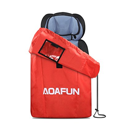 Aoafun Gate Check Travel Bag With Strap, Waterproof Backpack For Child Seats, Car Seats, Booster, Pushchair, Stroller, Infant Carrier And Wheelie - Red