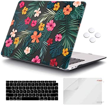 iCasso MacBook Air 13 inch Case 2019 2018 Release A1932 with Touch ID Retina Display, Plastic Hard Shell Case and Keyboard Cover Only Compatible Newest MacBook Air 13'' - Palm Leaves