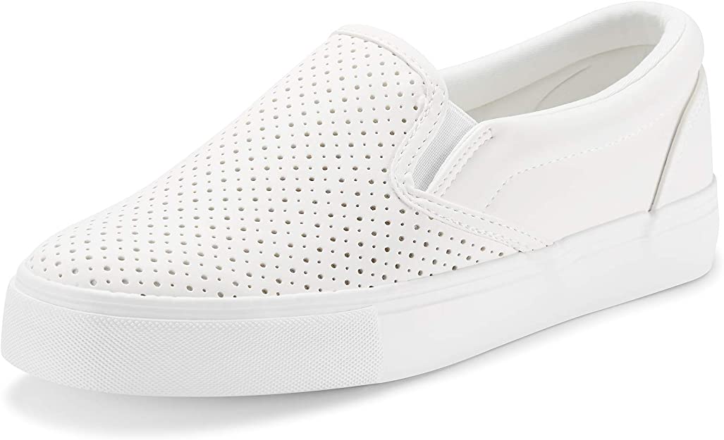 JENN ARDOR Women’s Fashion Sneakers Perforated Slip on Flats Comfortable Walking Casual Shoes